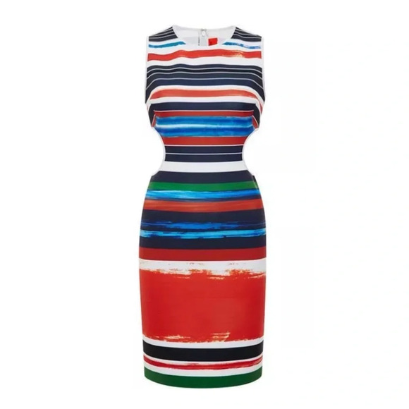 Clover Canyon Horizon Stripe Cutout Neoprene Dress Scuba Size Small - Picture 1 of 8